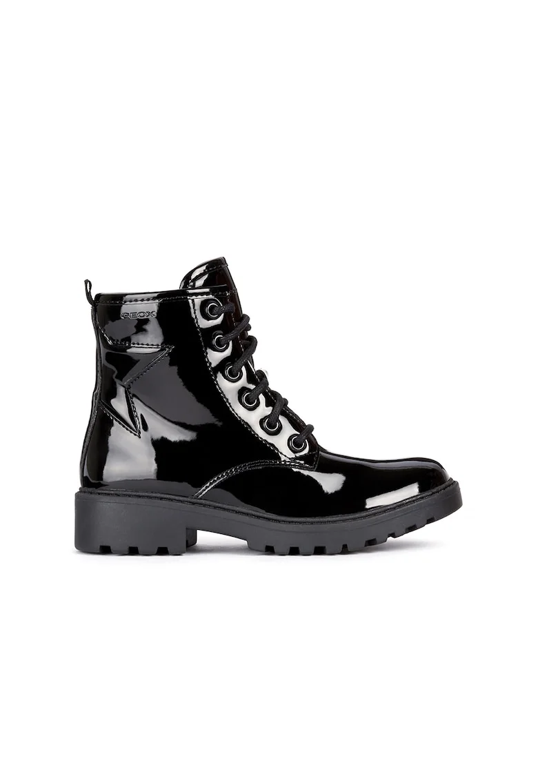 Ghete de piele ecologica cu aspect lacuit Casey, Negru