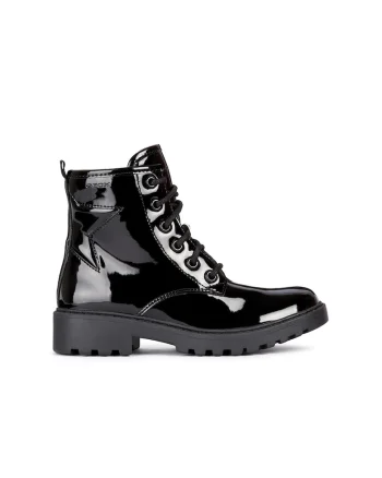 Ghete de piele ecologica cu aspect lacuit Casey, Negru