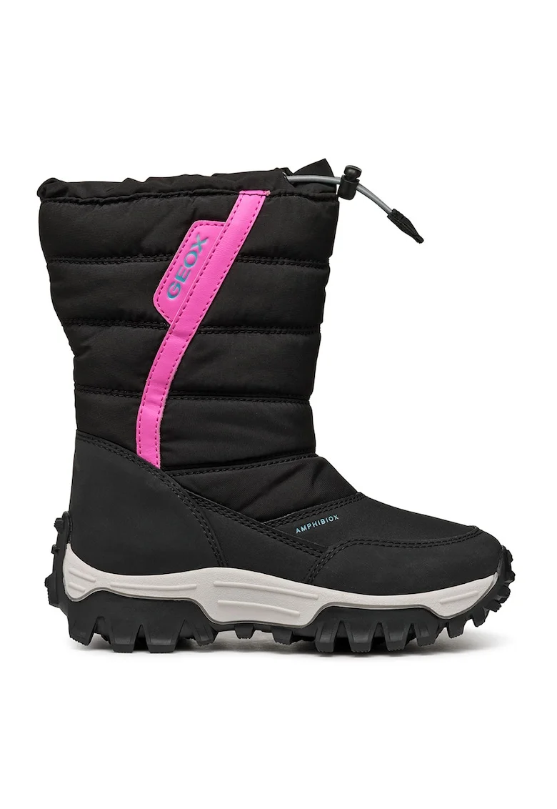 Cizme mid-calf impermeabile fara inchidere Himalaya, Negru/Fucsia