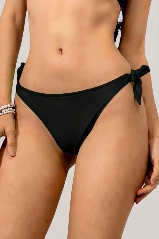 Slip de baie dama QENVIP, cu talie medie si croi reglabil, Negru