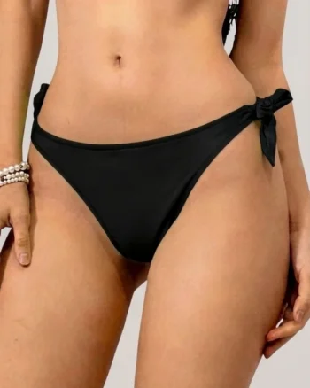 Slip de baie dama QENVIP, cu talie medie si croi reglabil, Negru