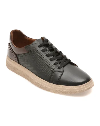 Pantofi sport BITE THE BULLET negri, SF010, din piele naturala