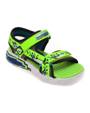 Sandale SKECHERS verzi, MEGA-SPLASH 4K, din piele ecologica