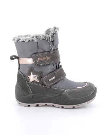 Ghete cu velcro si garnituri de piele intoarsa, Gri inchis