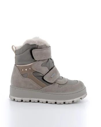 Ghete de piele intoarsa cu benzi velcro, Gri