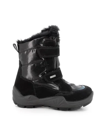 Ghete de piele intoarsa si material textil, Negru