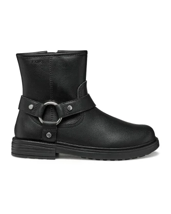 Ghete biker de piele ecologica, Negru/Argintiu