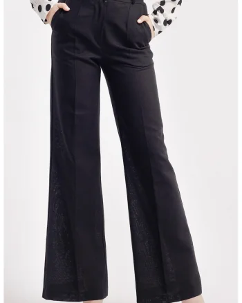 Pantaloni drepti cu talie inalta, Negru