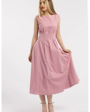 Rochie uni cu buzunare laterale, Roz prafuit