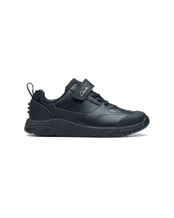 Pantofi sport de piele cu velcro si insertii textile Steggy Stride, Negru