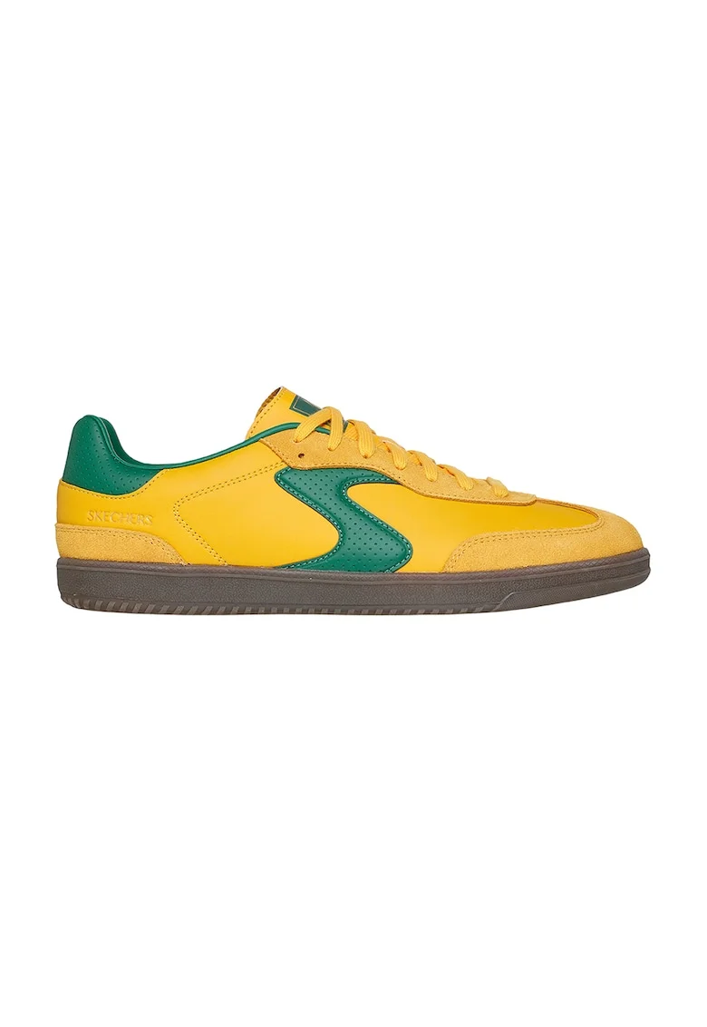Pantofi sport din piele ecologica cu garnitura din piele intoarsa Hotshot, Verde/Galben