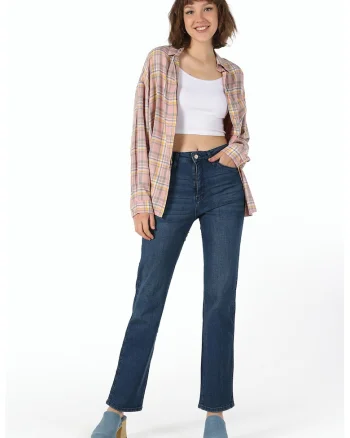 Blugi regular fit cu talie medie Mila 792, Bleumarin