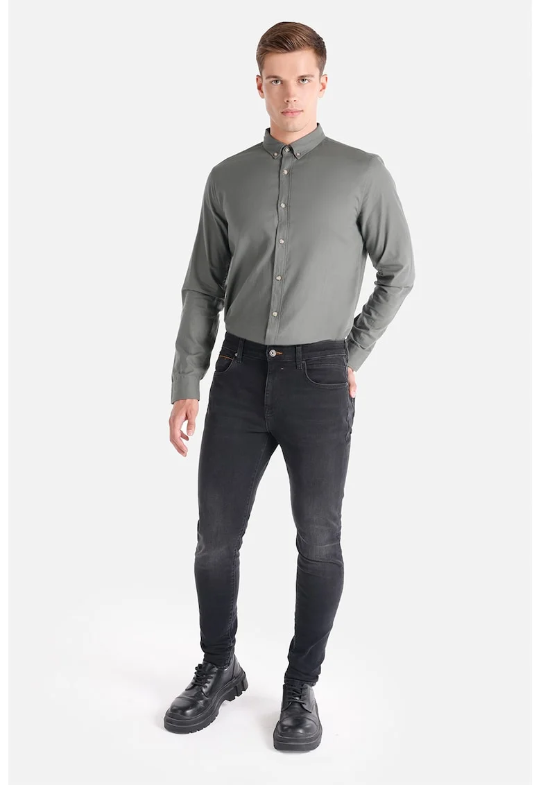 Blugi skinny cu aspect decolorat, Negru stins