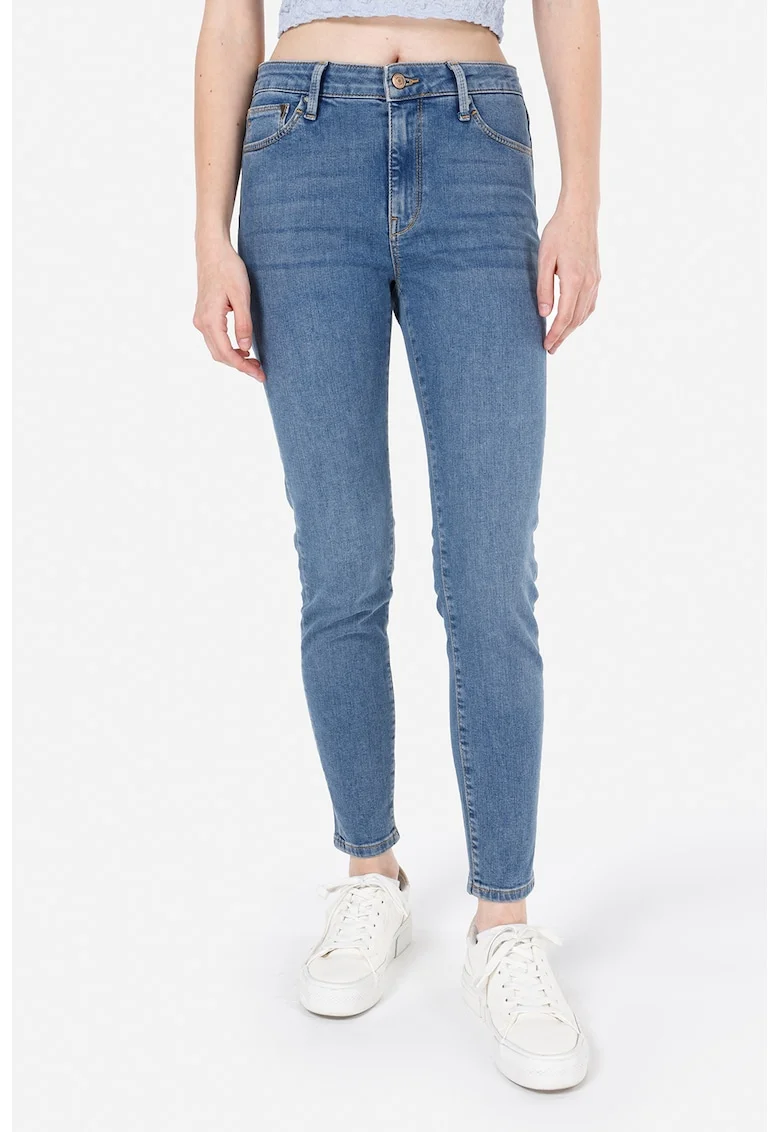 Blugi skinny cu talie inalta, Albastru prafuit