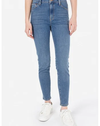 Blugi skinny cu talie inalta, Albastru prafuit