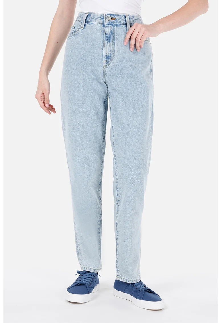 Blugi boyfriend fit cu talie inalta, Albastru pastel