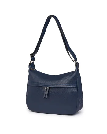 Poseta din piele naturala  Amelia, bleumarin, 24x32x12cm, 2 compartimente