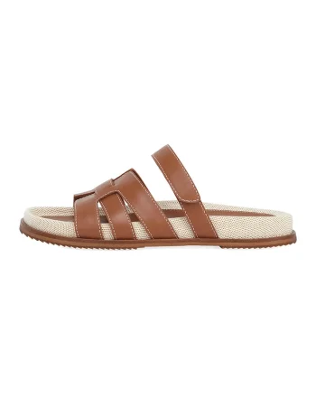 Papuci de piele cu velcro, Caramel