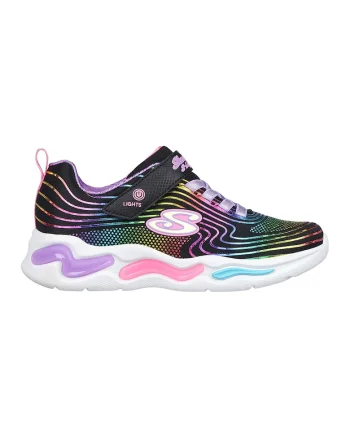 Pantofi sport cu imprimeu si lumini Led Wavy Beams, Negru/Violet/Roz