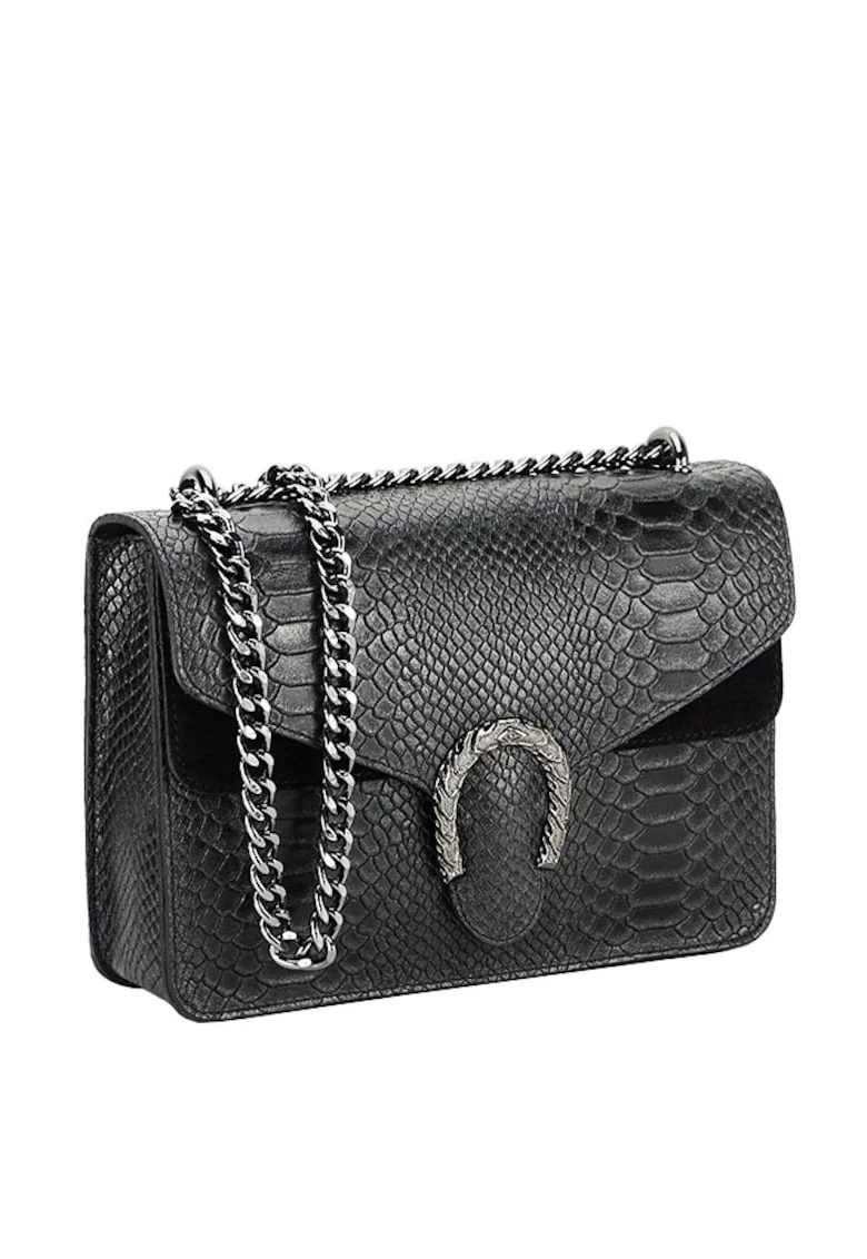 Geanta neagra din piele naturala 1524 123 17653, Negru