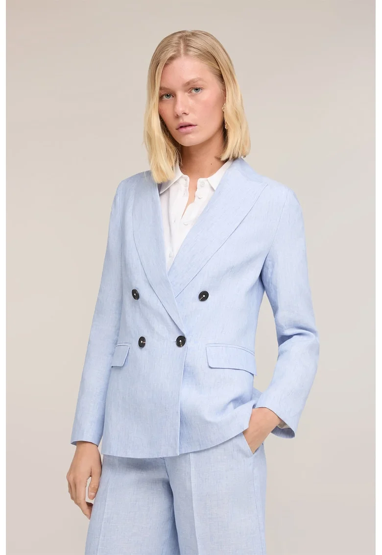 Sacou de in cu doua randuri de nasturi, Albastru pastel
