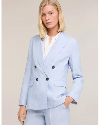 Sacou de in cu doua randuri de nasturi, Albastru pastel
