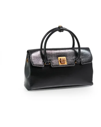 Geantă de damă  3322, piele naturală, negru, 30x15x10cm