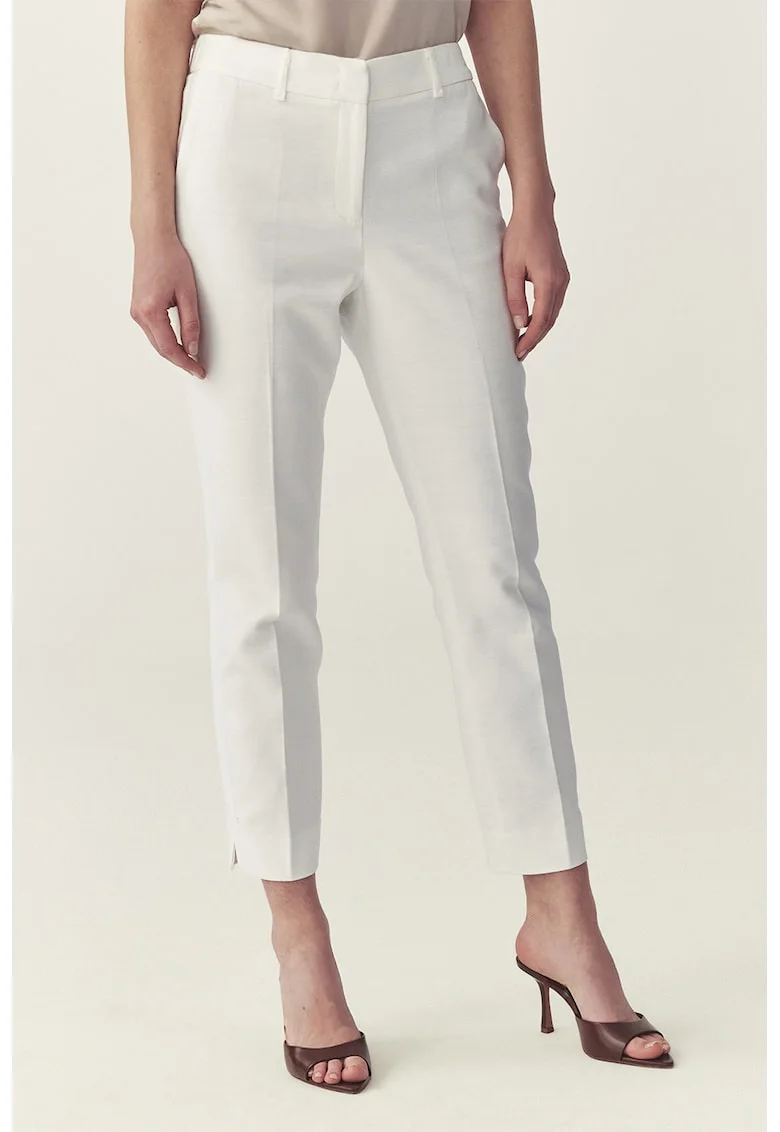 Pantaloni slim fit cu detalii cu pensa, Alb murdar