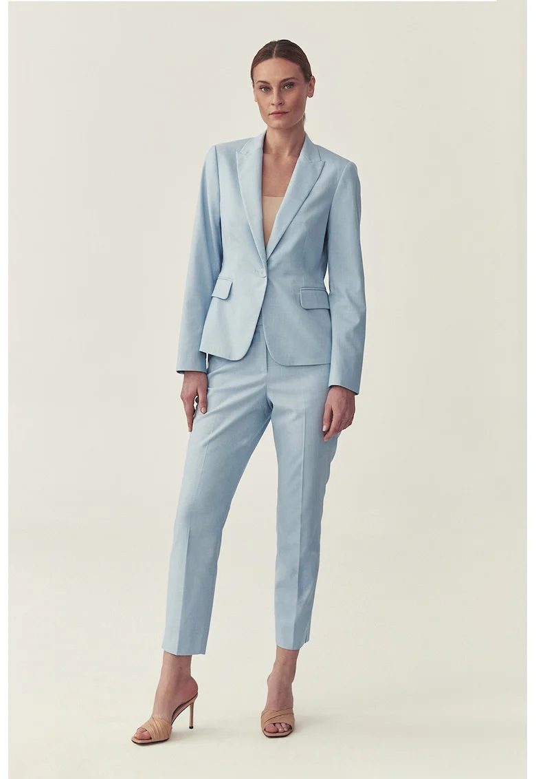 Pantaloni chino crop cu detalii cu pensa, Albastru deschis