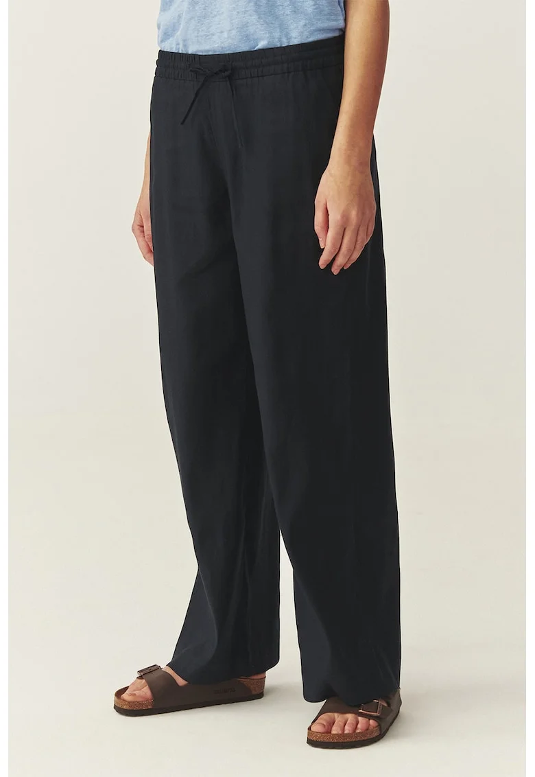 Pantaloni din amestec de in cu croiala ampla, Albastru ultramarin