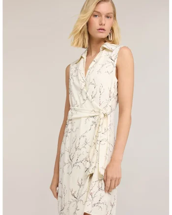 Rochie cu imprimeu grafic, Alb fildes