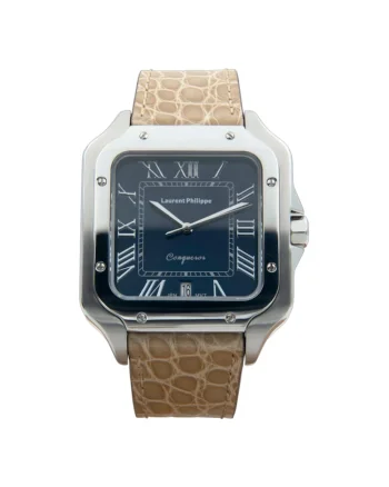 Ceas bărbătesc  Conqueror, cadran albastru safir, curea pielă de crocodil Desert Pearl, mecanism quartz, inox