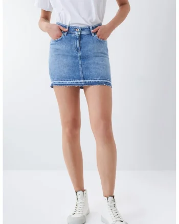 Fusta din denim cu talie inalta
