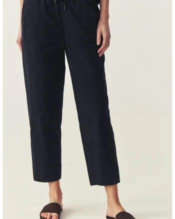 Pantaloni crop din amestec de bumbac cu croiala conica, Albastru ultramarin