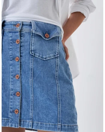 Fusta evazata din denim cu nasturi Faith