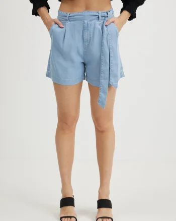 Pantaloni scurti din denim cu cordon