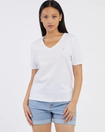 Tricou din bumbac organic cu decolteu in V,