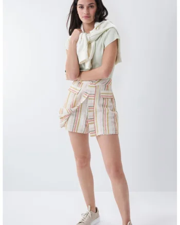 Pantaloni scurti din amestec de lyocell cu model in dungi