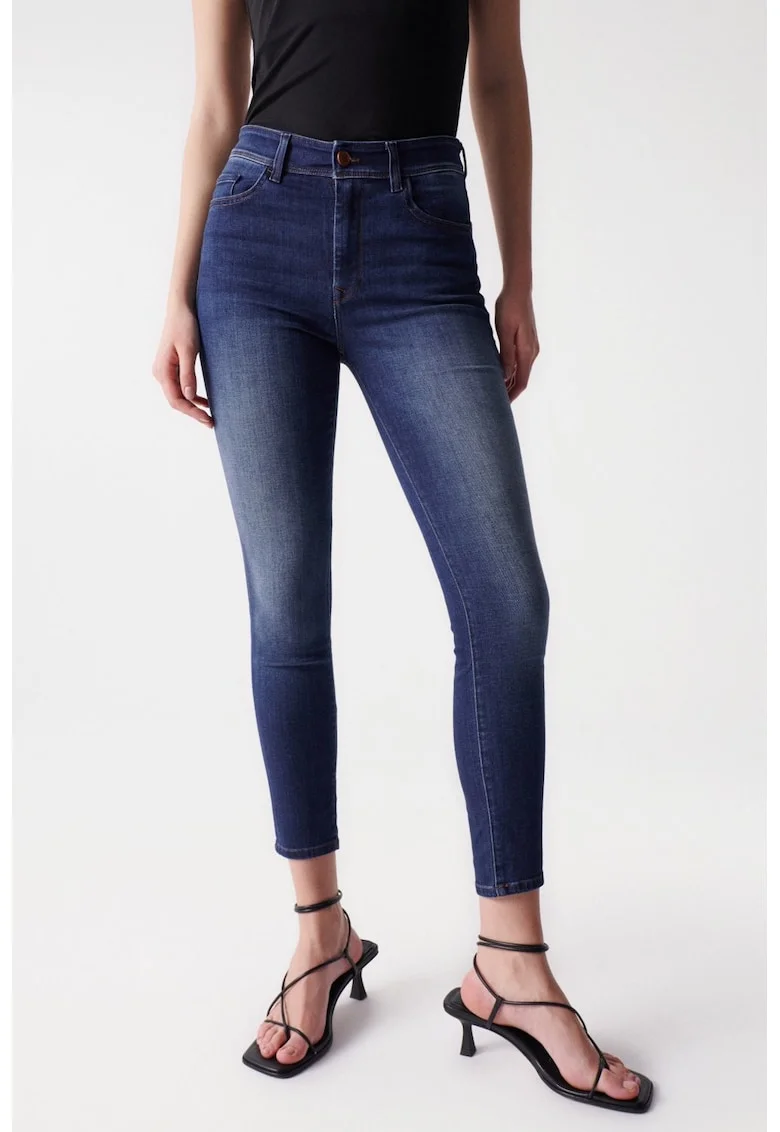 Blugi skinny crop cu aspect prespalat