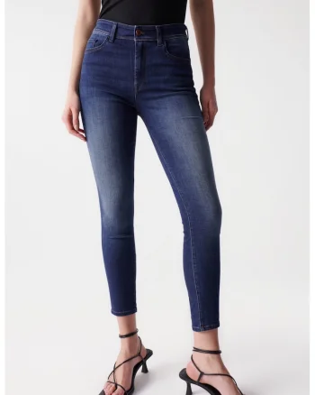Blugi skinny crop cu aspect prespalat