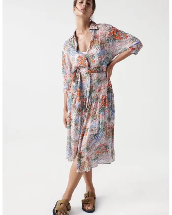 Rochie tip camasa cu imprimeu floral