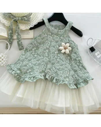 Rochita Fetite Verde cu Tulle Amalia