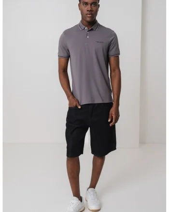 Tricou polo cu detalii contrastante, Gri