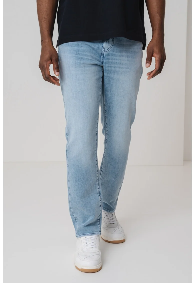 Blugi skinny cu talie medie, Albastru deschis melange