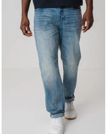 Blugi slim-fit cu aspect decolorat J13, Albastru deschis