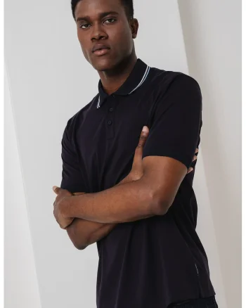 Tricou polo cu model uni, Negru stins