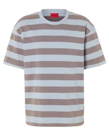 Tricou cu model in dungi, Albastru azur