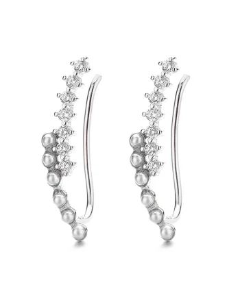 Cercei ear cuffs argint 925, JW684, model elegant, placat cu rodiu