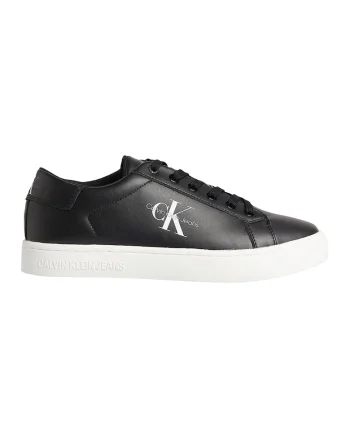Pantofi sport din piele cu imprimeu logo lateral, Negru stins