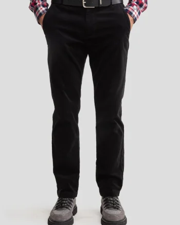 Pantaloni chino cu croiala dreapta Trevis, Negru